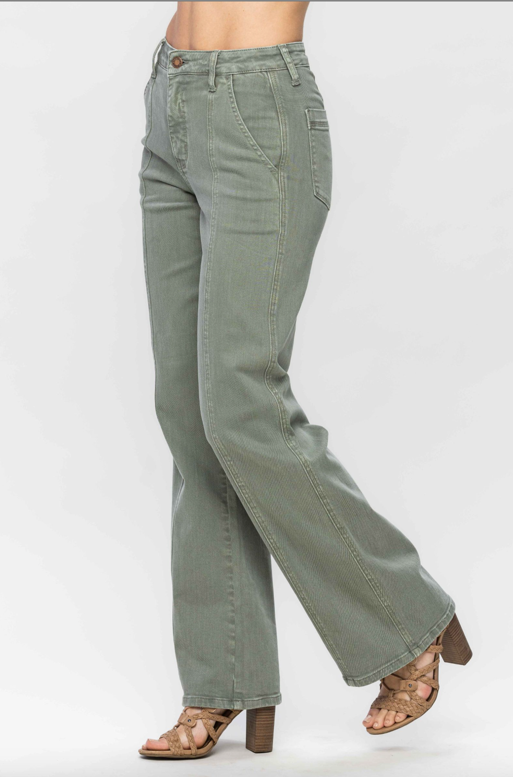 Judy Blue Front Seam Straight Fit Jeans - Sage