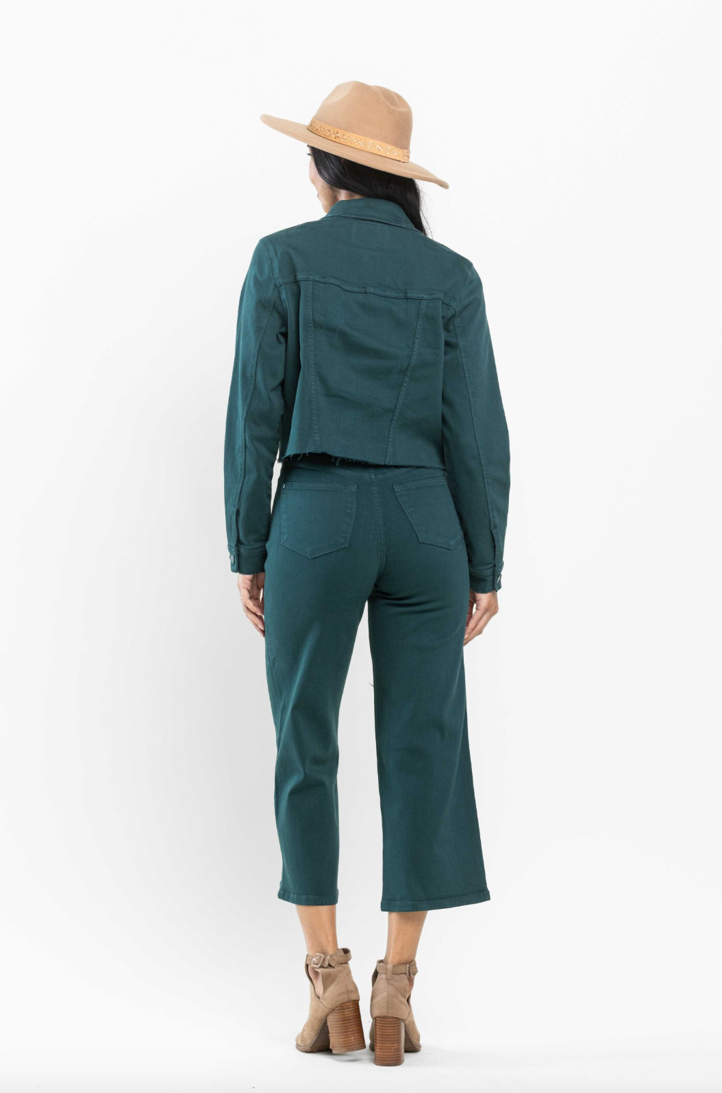 Judy Blue Tummy Control Wide Leg Crop - Teal