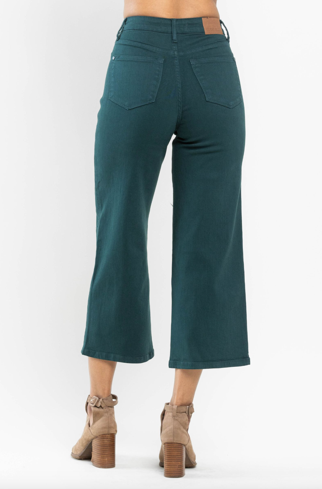 Judy Blue Tummy Control Wide Leg Crop - Teal