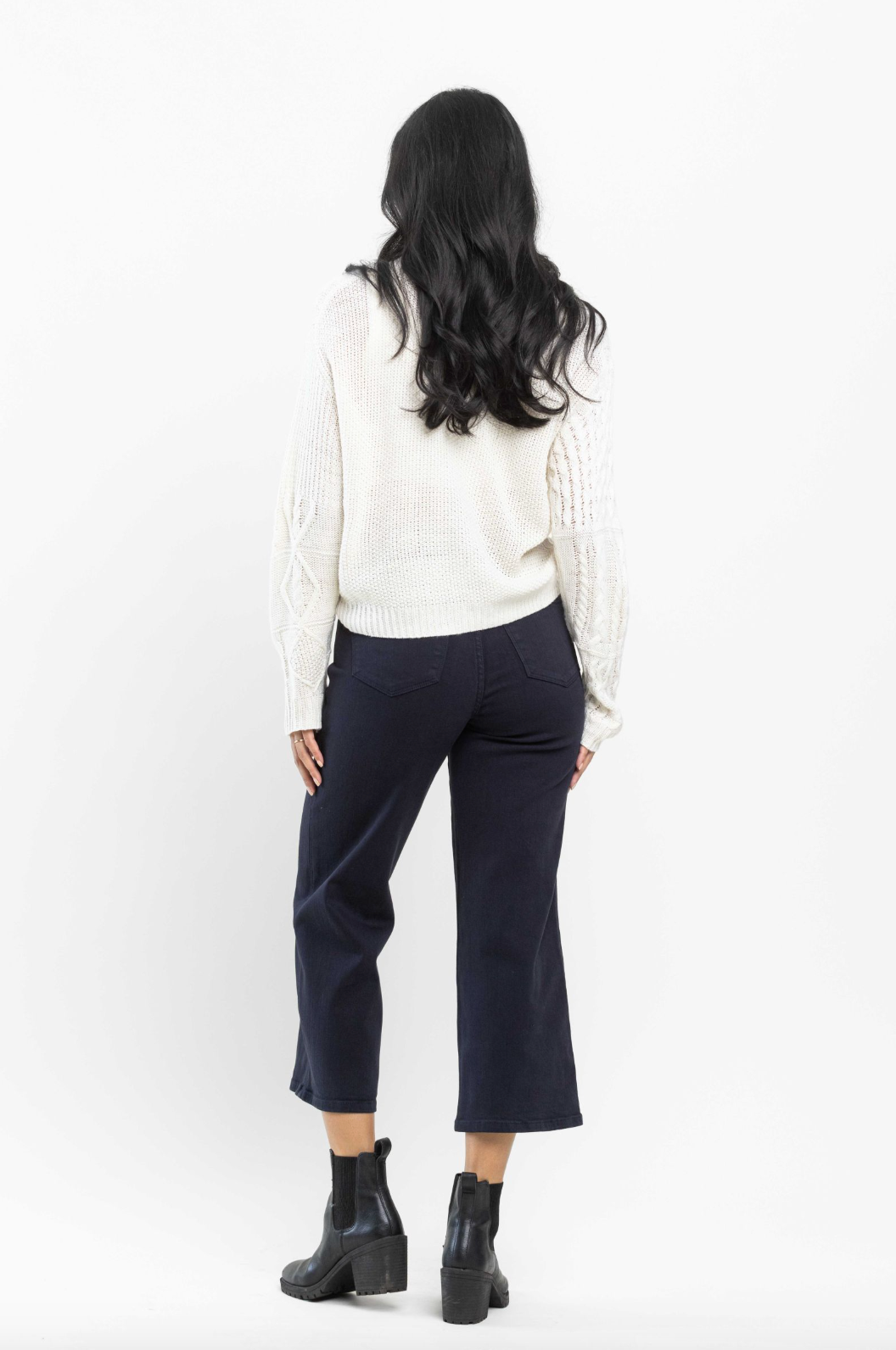 Judy Blue Tummy Control Wide Leg Crop - Navy
