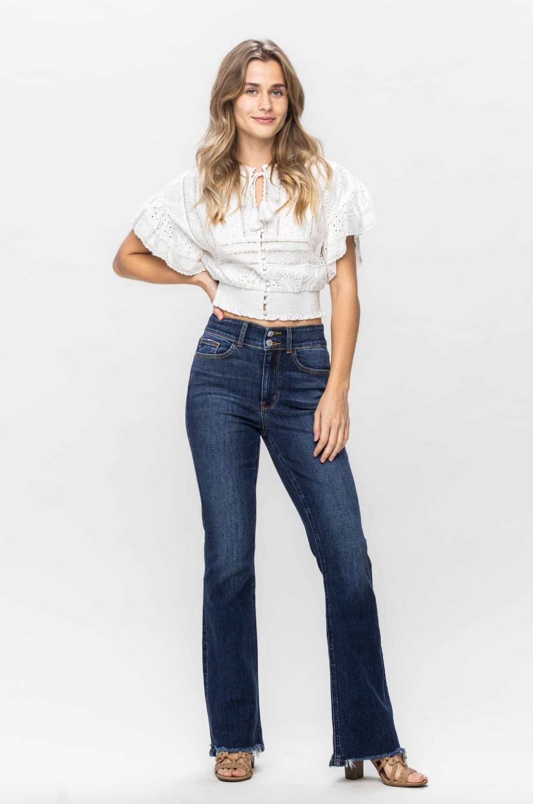 Judy Blue Vintage Frayed Hem Bootcut Jeans