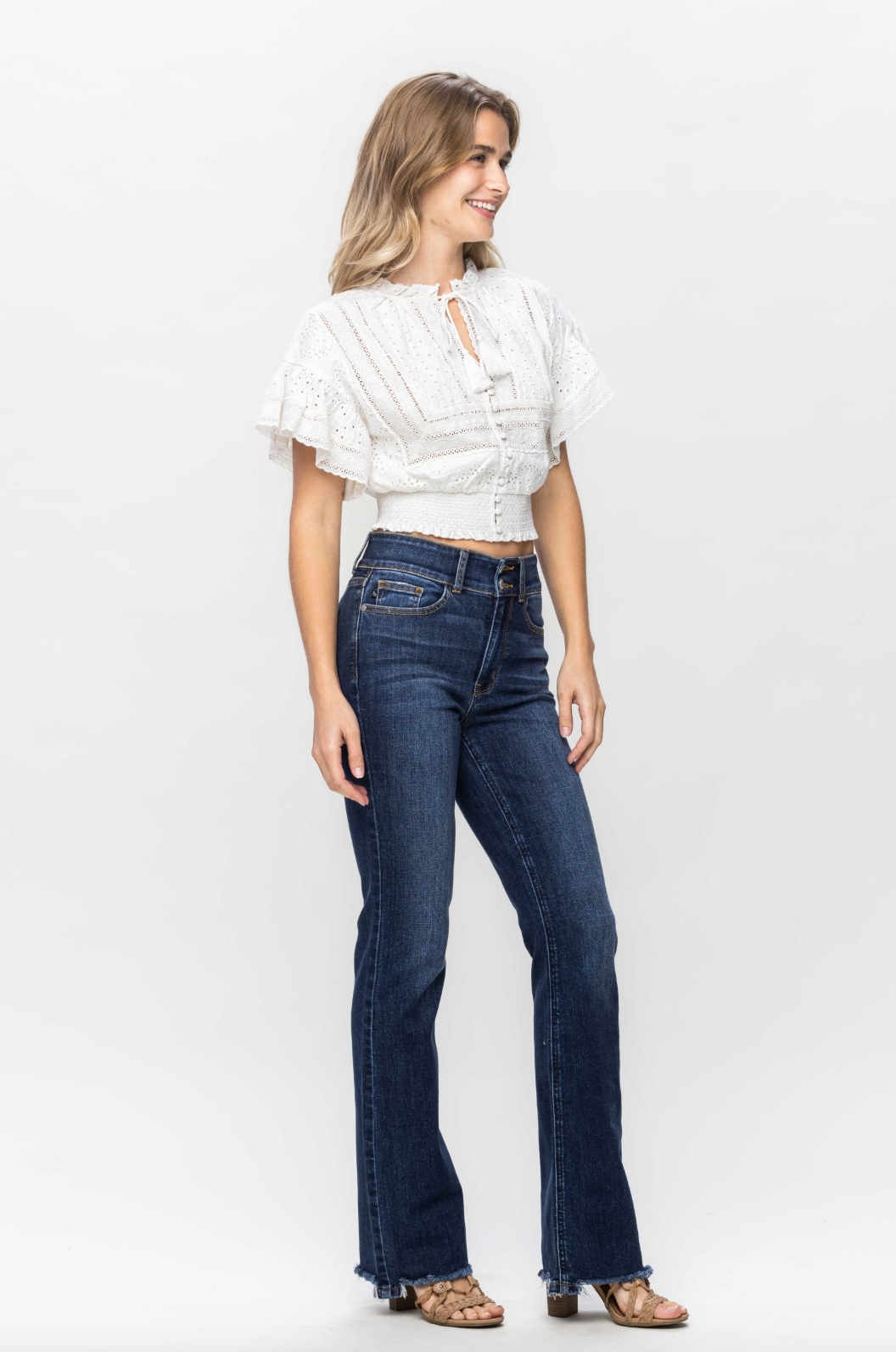 Judy Blue Vintage Frayed Hem Bootcut Jeans