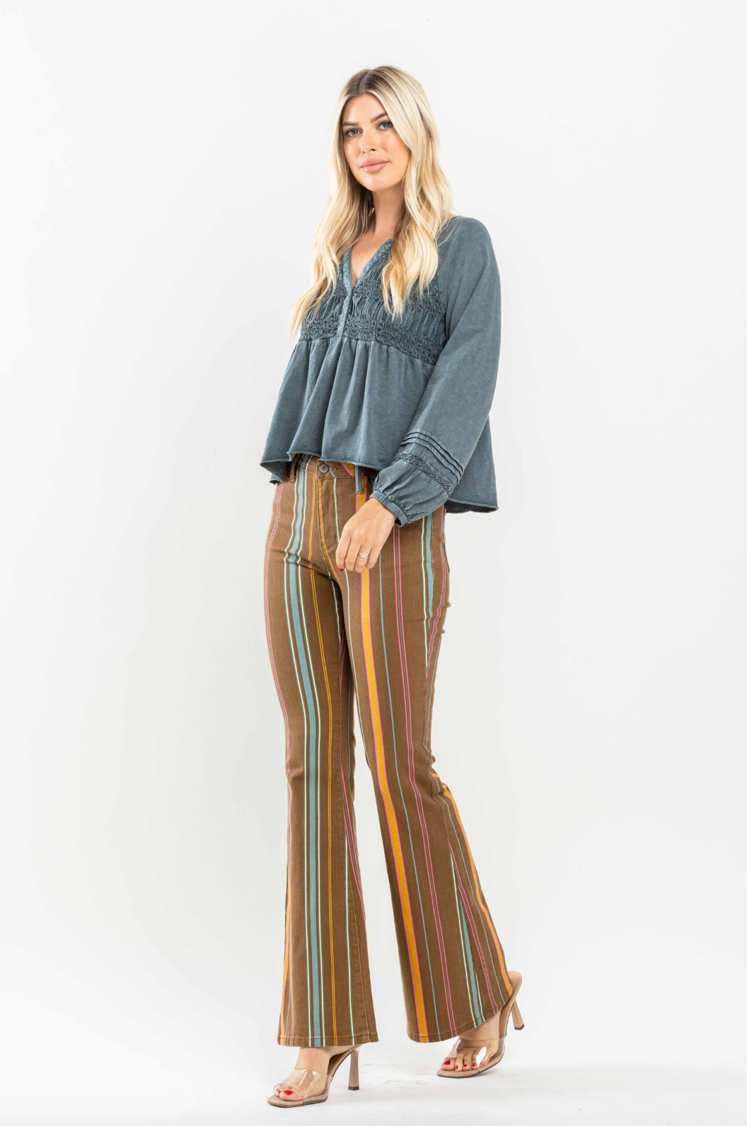 Judy Blue Striped Flare Jeans