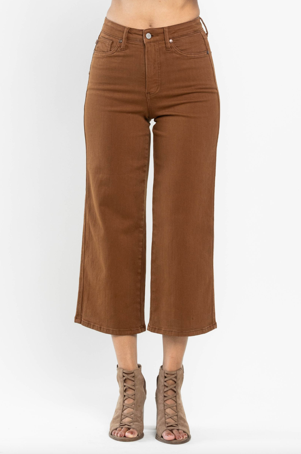 Judy Blue Tummy Control Wide Leg Crop - Camel