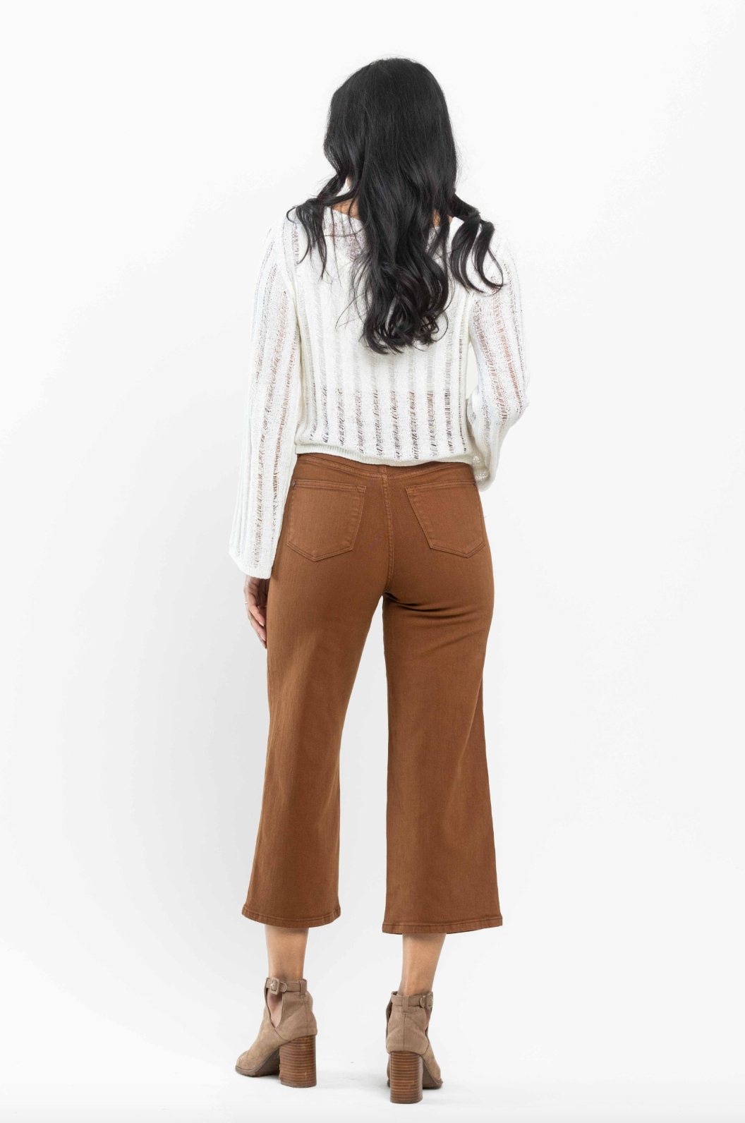 Judy Blue Tummy Control Wide Leg Crop - Camel