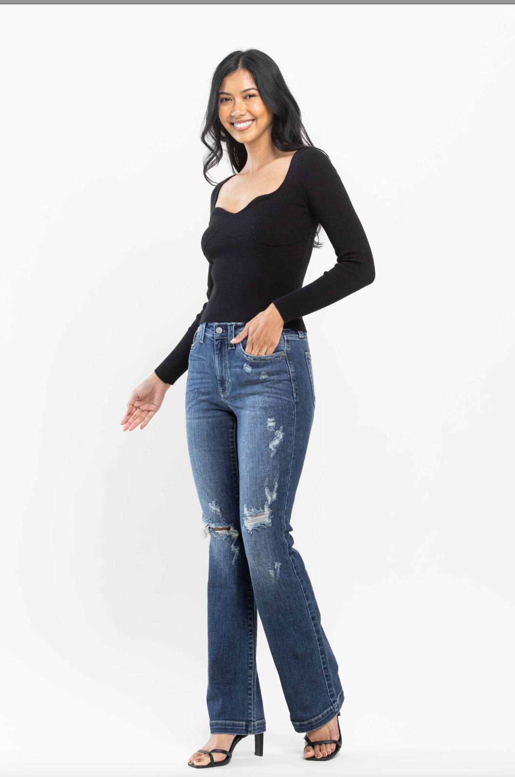 Judy Blue Hand Sand Destroyed Bootcut Jeans