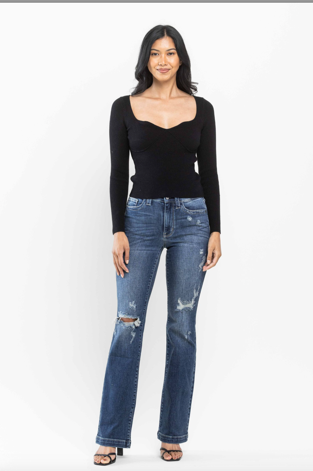 Judy Blue Hand Sand Destroyed Bootcut Jeans