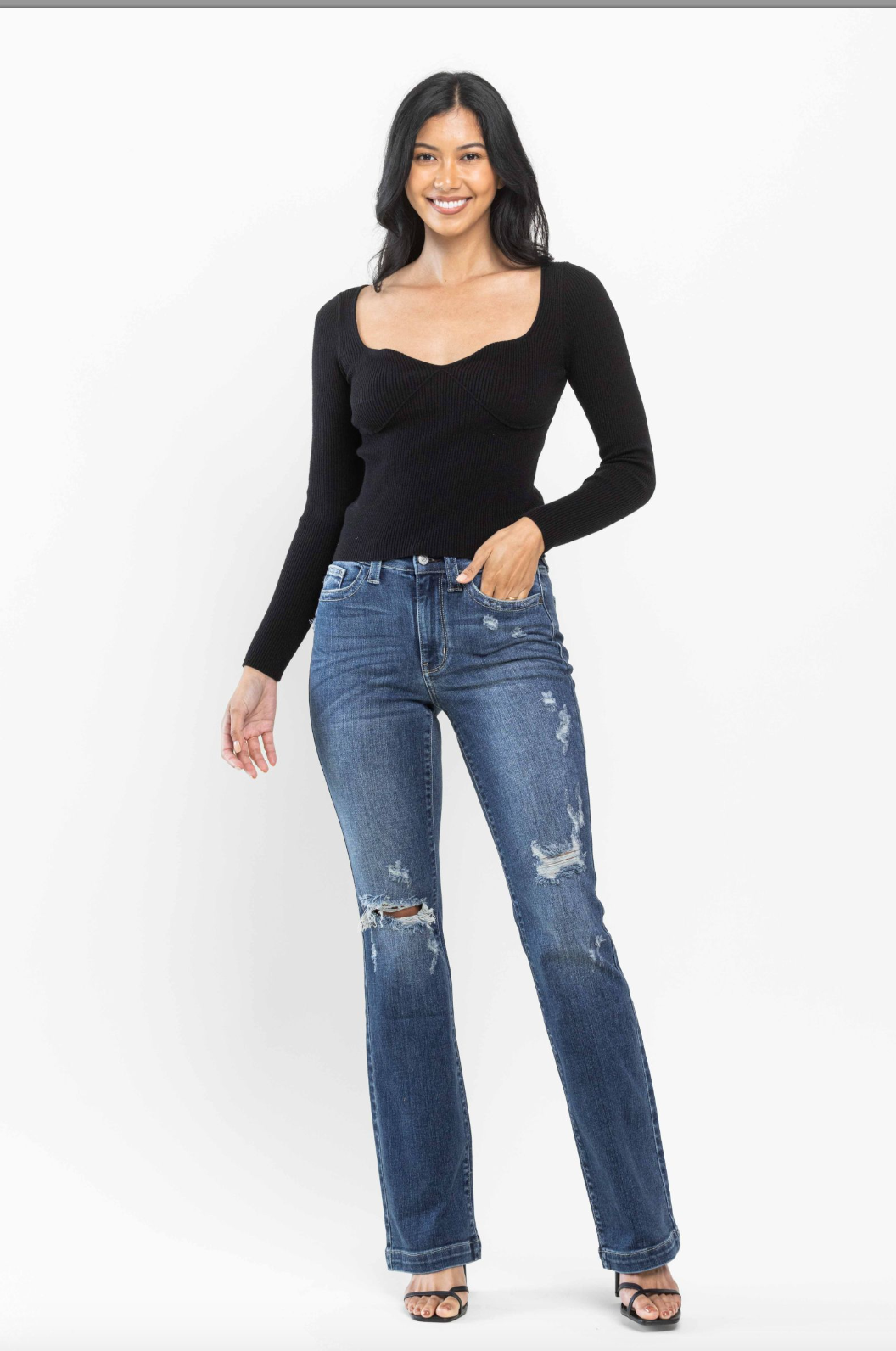 Judy Blue Hand Sand Destroyed Bootcut Jeans