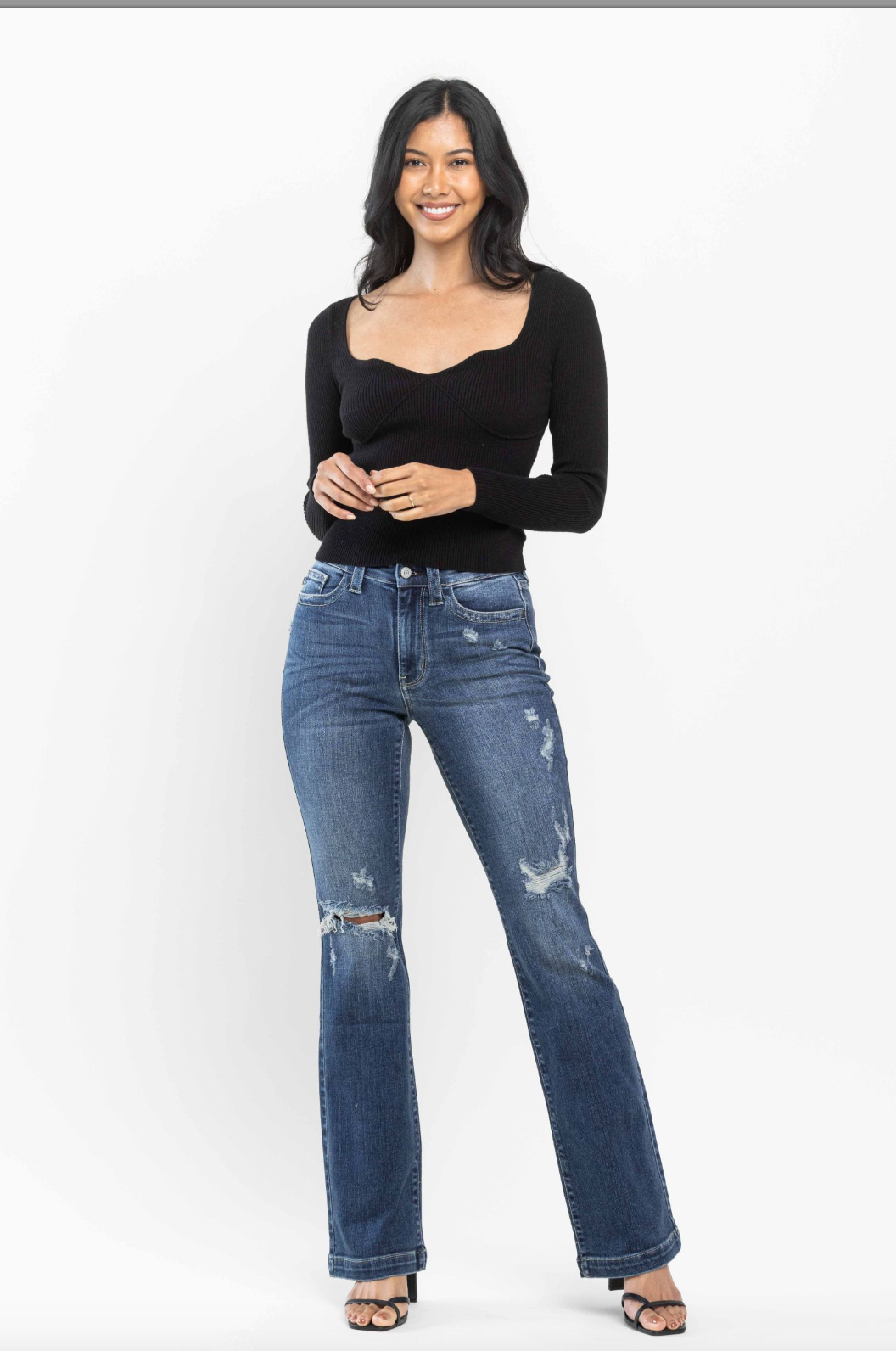 Judy Blue Hand Sand Destroyed Bootcut Jeans