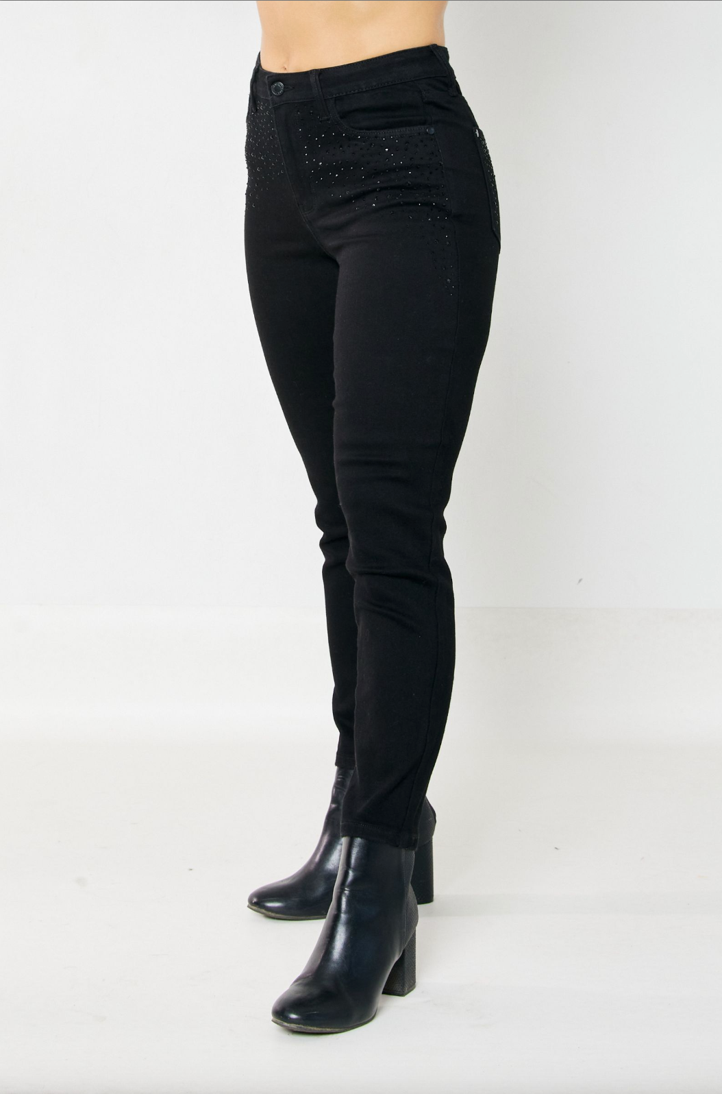 Judy Blue Black Rhinestone Girlfriend Jeans
