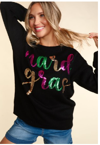 Party On Mardi Gras Sequin Sweater