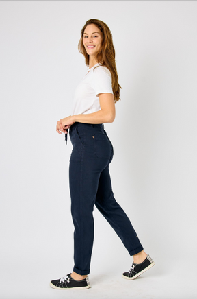 Judy Blue Double Cuff Joggers - Navy