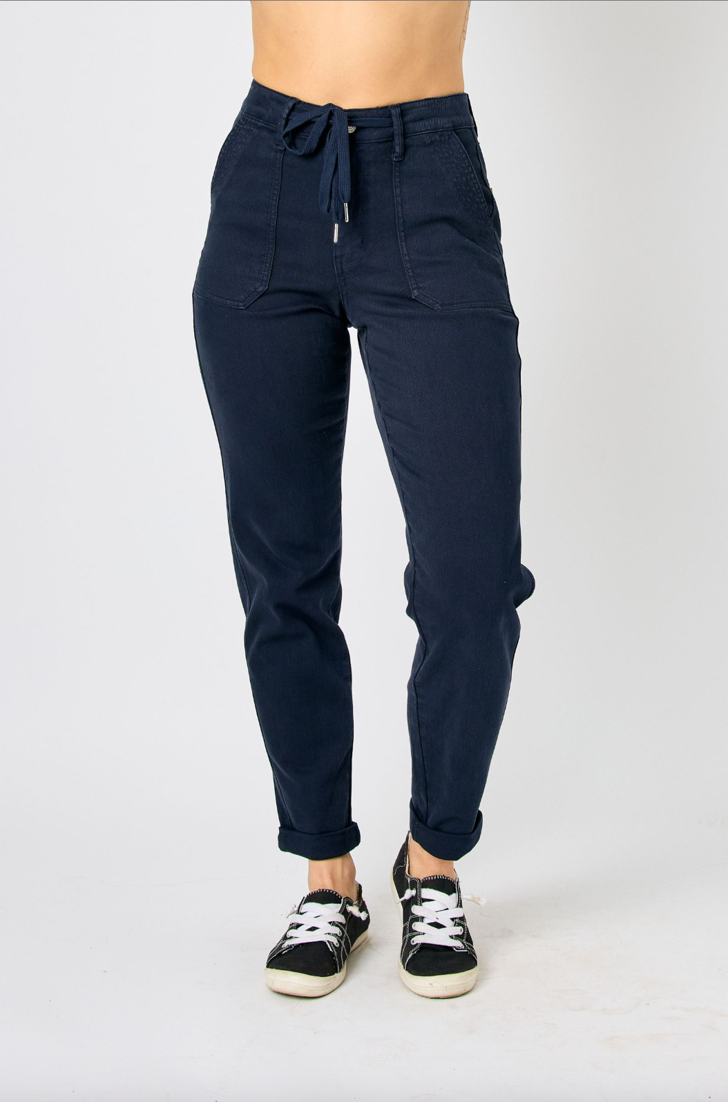 Judy Blue Double Cuff Joggers - Navy