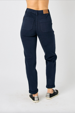 Judy Blue Double Cuff Joggers - Navy
