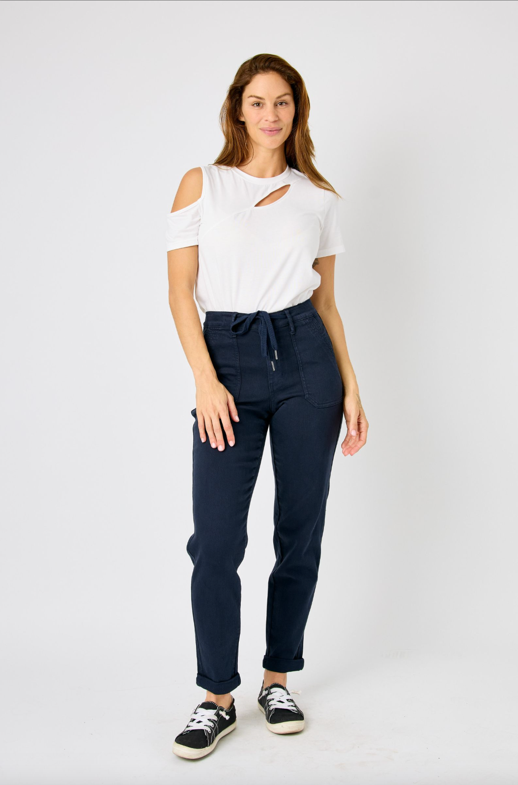 Judy Blue Double Cuff Joggers - Navy