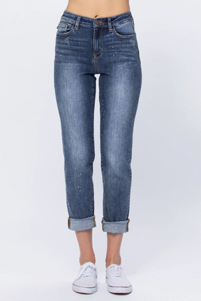 Judy Blue Bleach Splatter Boyfriend Jeans