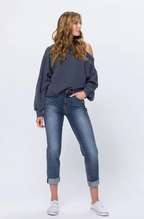 Judy Blue Bleach Splatter Boyfriend Jeans