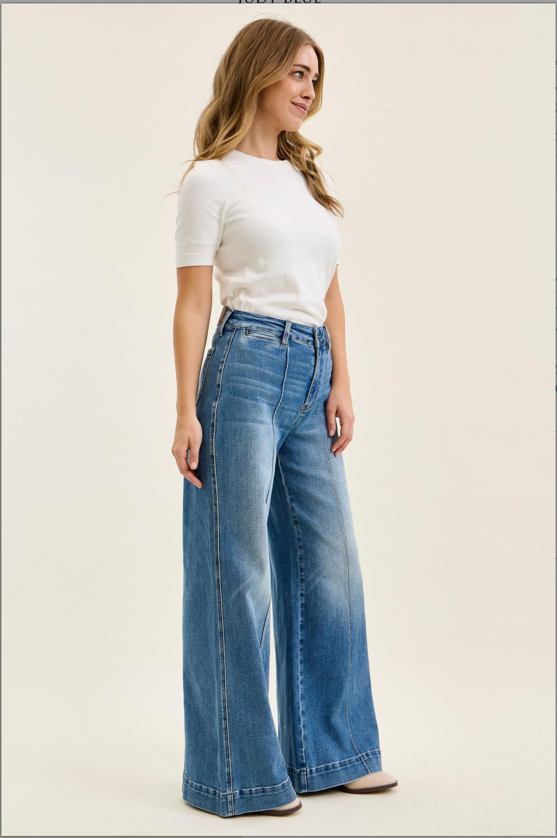 Judy Blue High Waist Front Seam Palazzo Pant