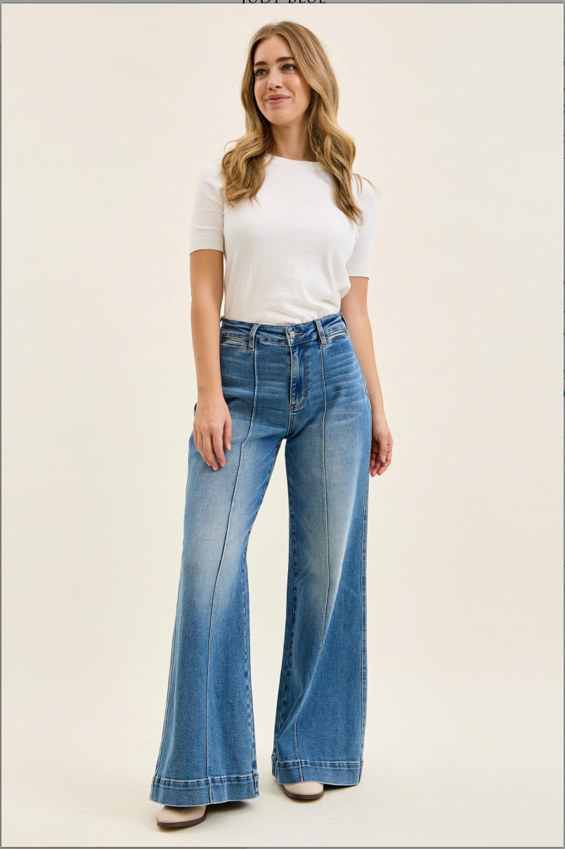 Judy Blue High Waist Front Seam Palazzo Pant