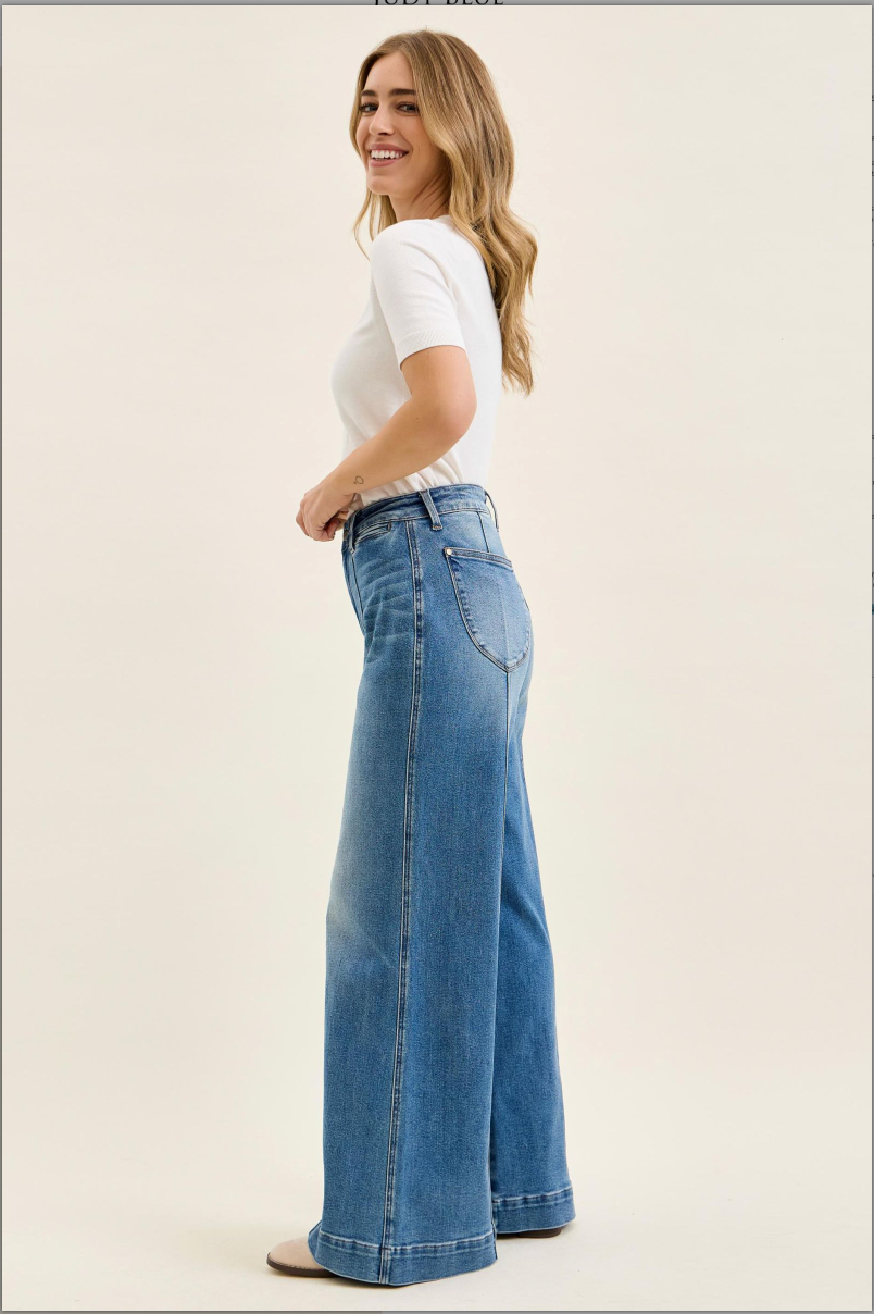 Judy Blue High Waist Front Seam Palazzo Pant