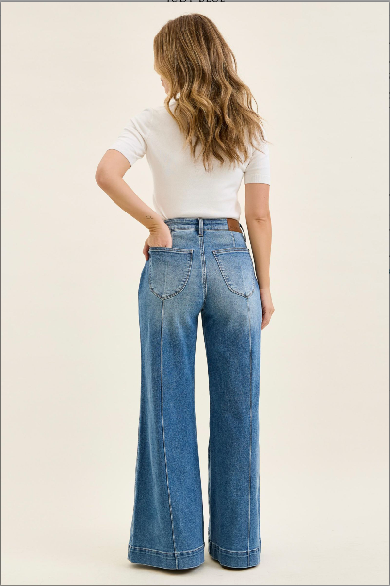 Judy Blue High Waist Front Seam Palazzo Pant