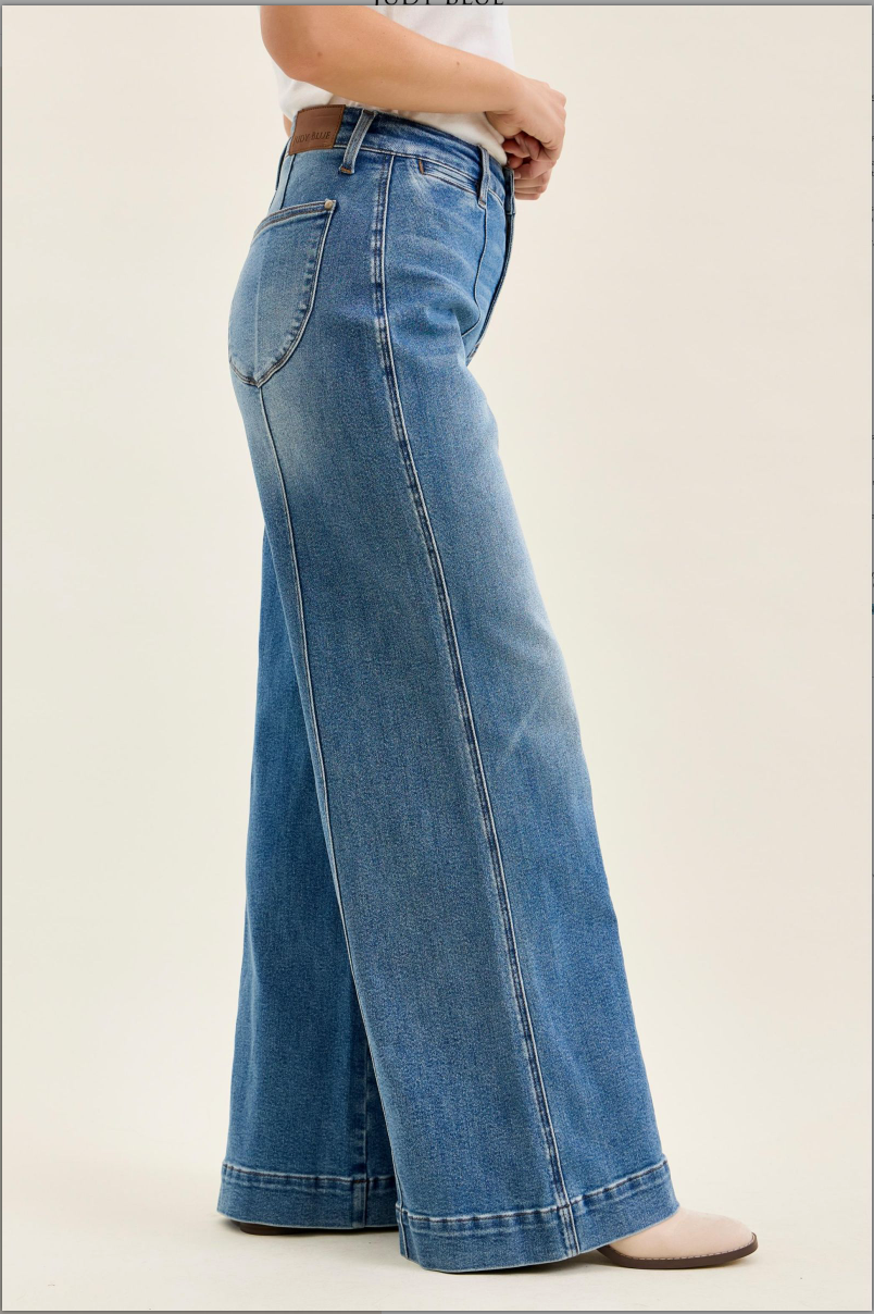 Judy Blue High Waist Front Seam Palazzo Pant