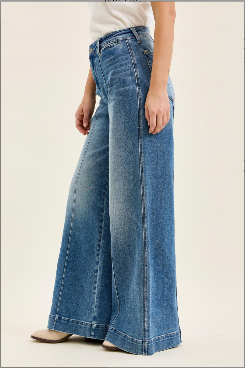 Judy Blue High Waist Front Seam Palazzo Pant