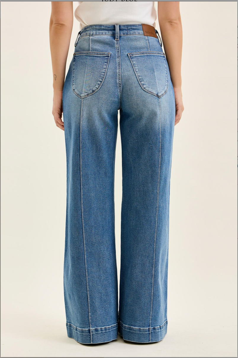 Judy Blue High Waist Front Seam Palazzo Pant