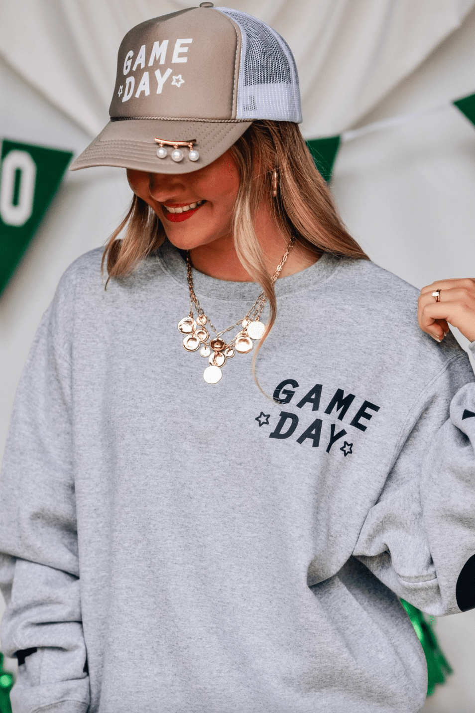 Game Day Football Lt Gray Sweatshirt *ONLINE EXCLUSIVE*