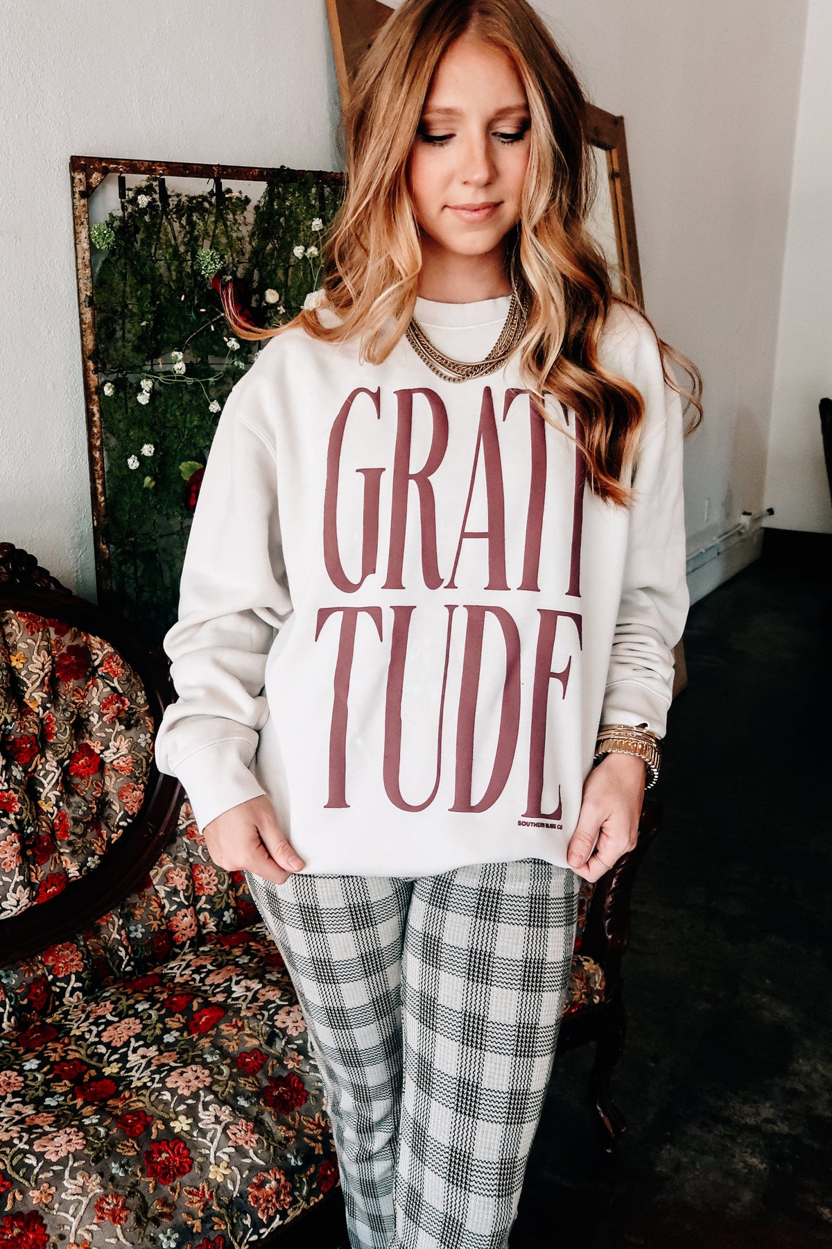 Gratitude Puff Solid Ivory Sweatshirt *ONLINE EXCLUSIVE*