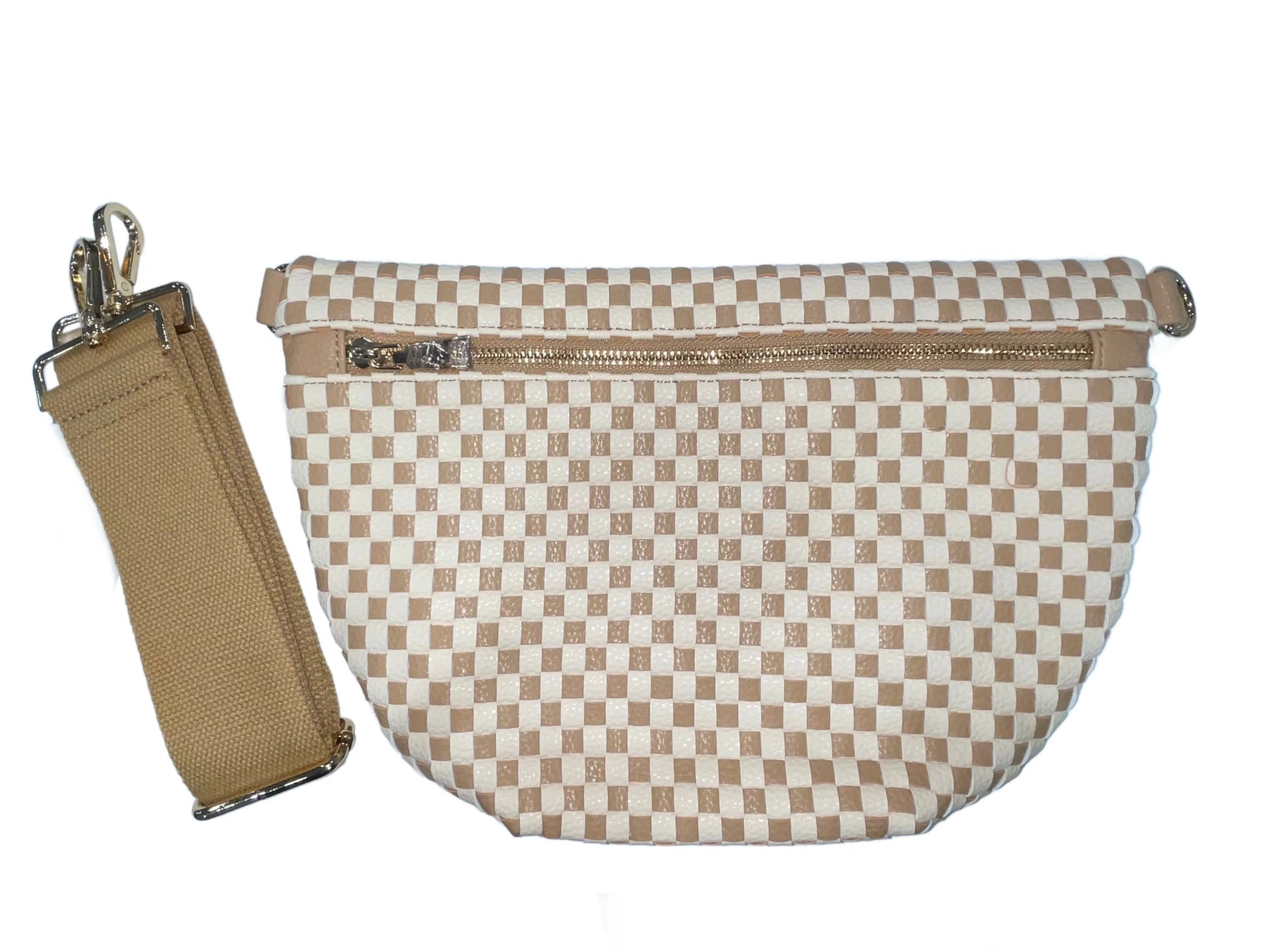 Woven Westlyn Bum Bag - Checkered Brown