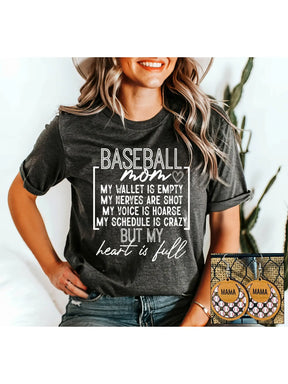 Heart Is Full - Baseball Mom Graphic Tee