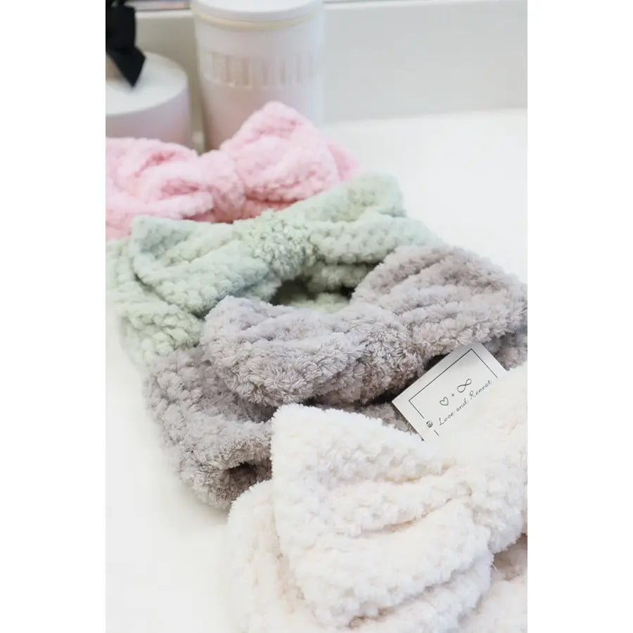 Waffle Texture Spa Headband with Bow