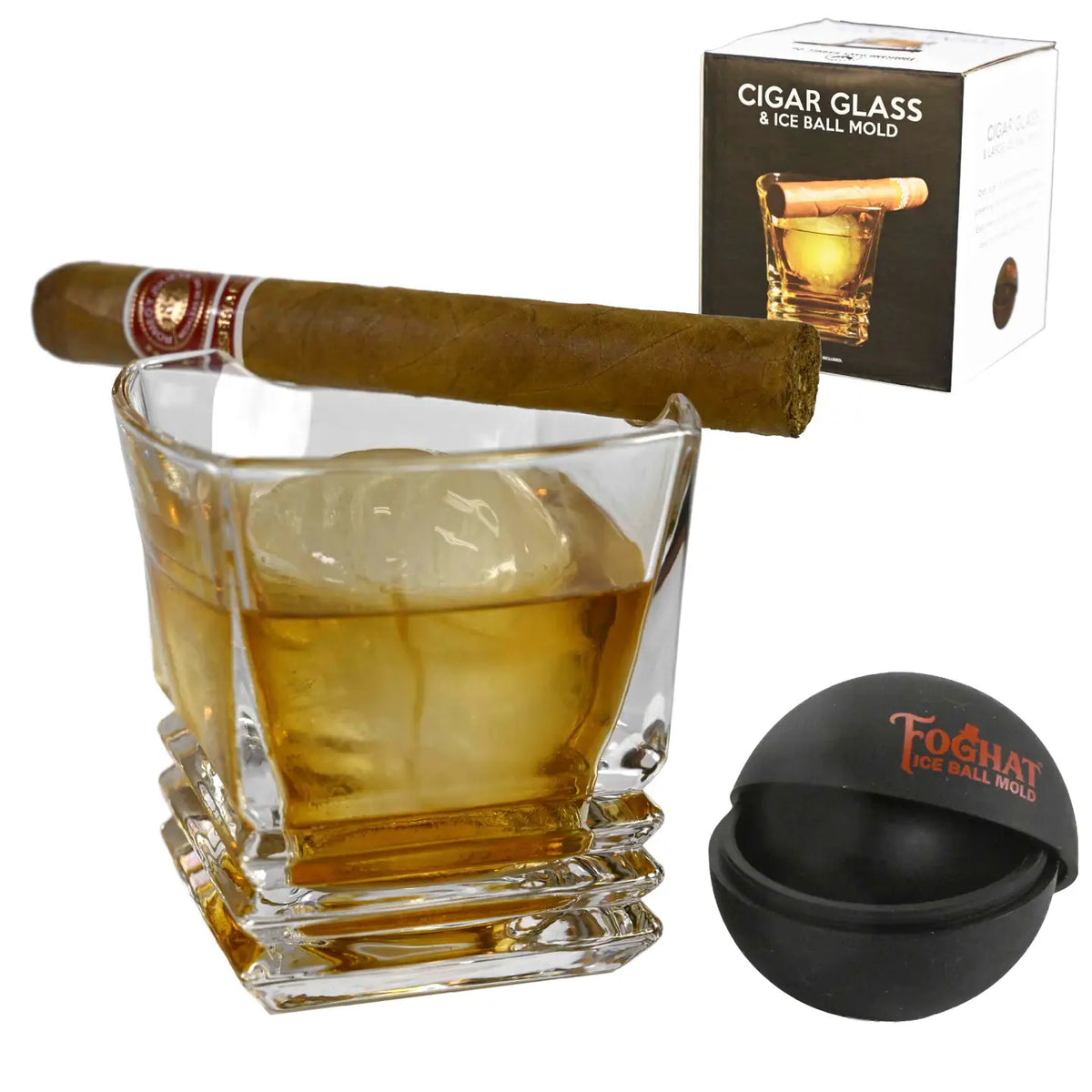 Foghat Cigar Glass with Ice Ball Mold