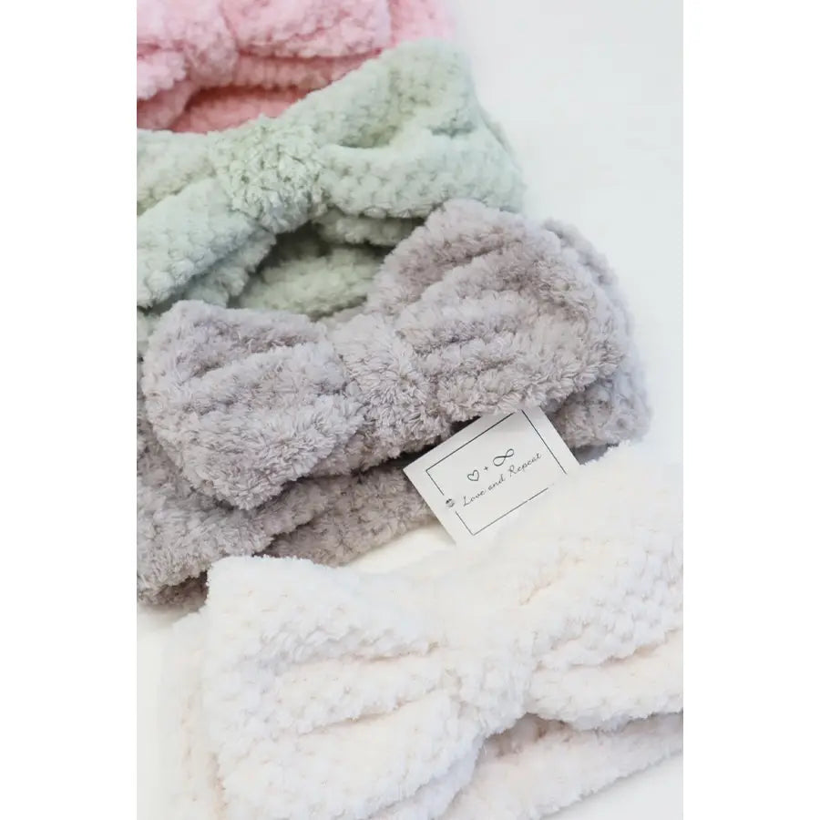 Waffle Texture Spa Headband with Bow