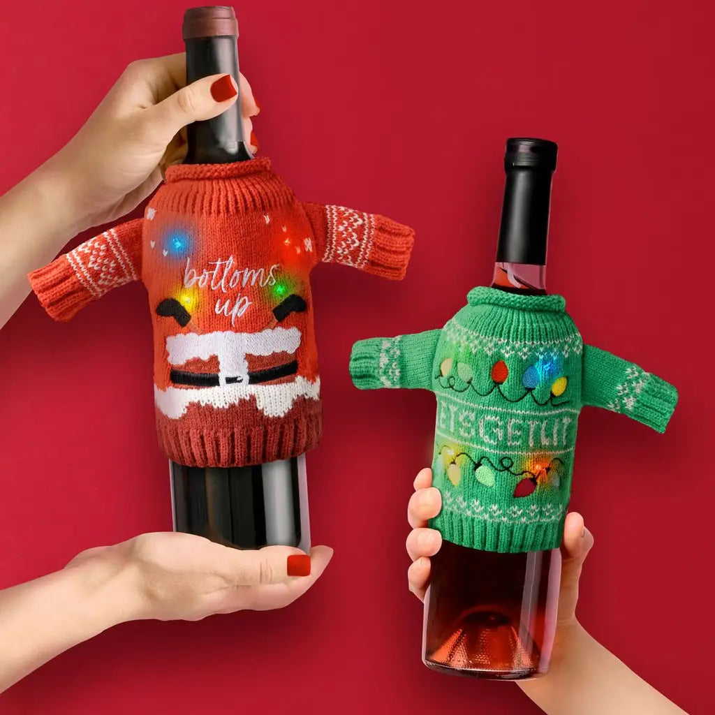 Light-Up Wine Bottle Sweater