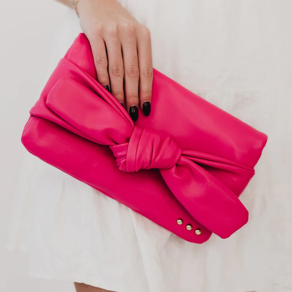 Billie Bow Crossbody Clutch Bag - Fuchsia