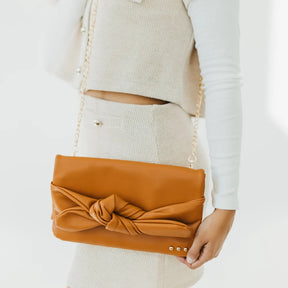 Billie Bow Crossbody Clutch Bag - Brown