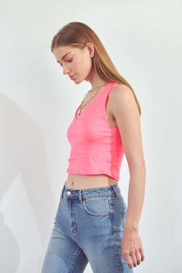Make Your Point Crop Top - Neon Pink