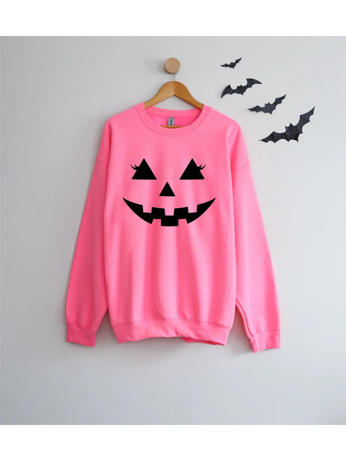 Pumpkin Face Sweatshirt - Hot Pink