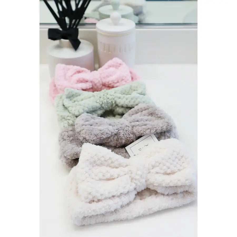Waffle Texture Spa Headband with Bow