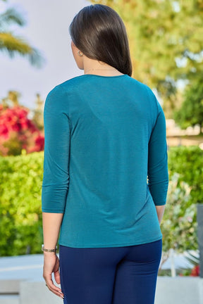 Find The Answer V-neck Top - Dark Teal