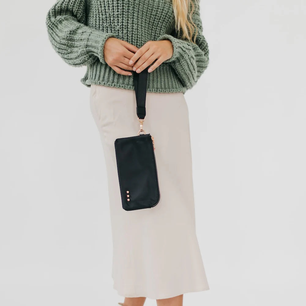 BLACK FRIDAY EXCLUSIVE - Cove Double Zip Nylon Wristlet Wallet - Black