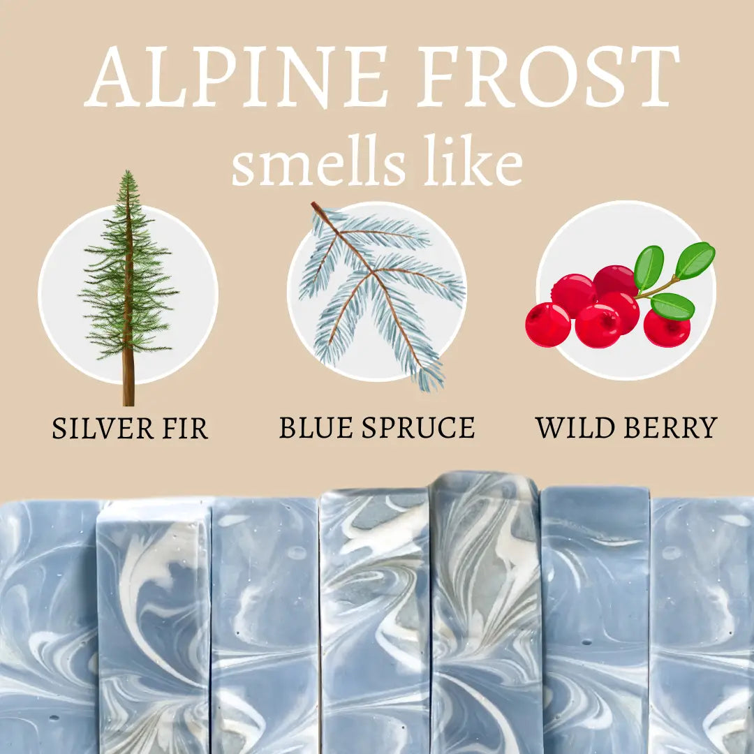 Alpine Frost smells like silver fir, blue spruce and wild berry