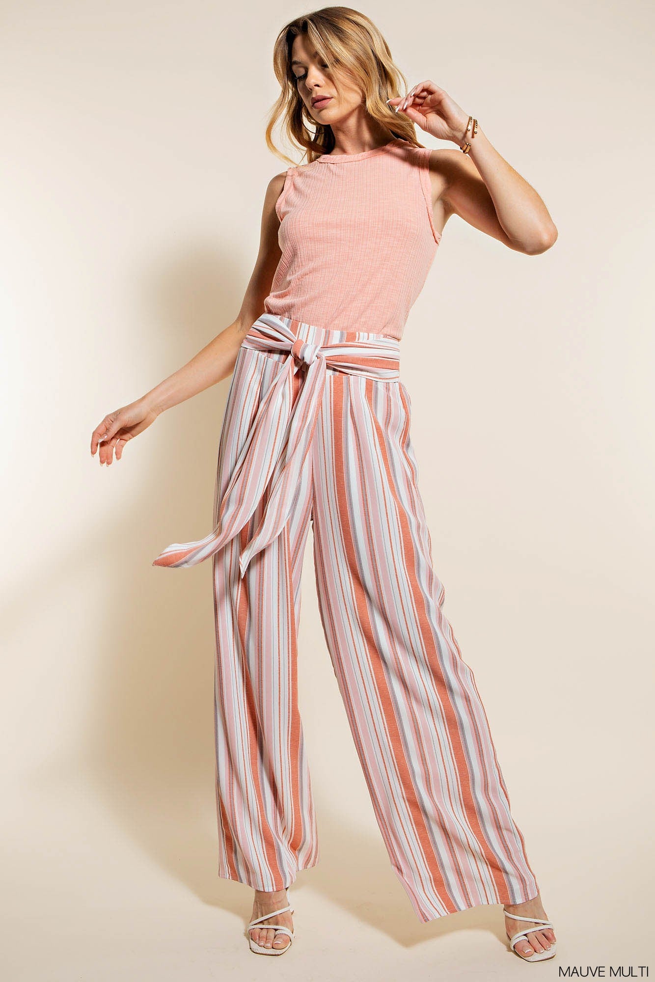 One to Remember Tie Front Pants - Mauve