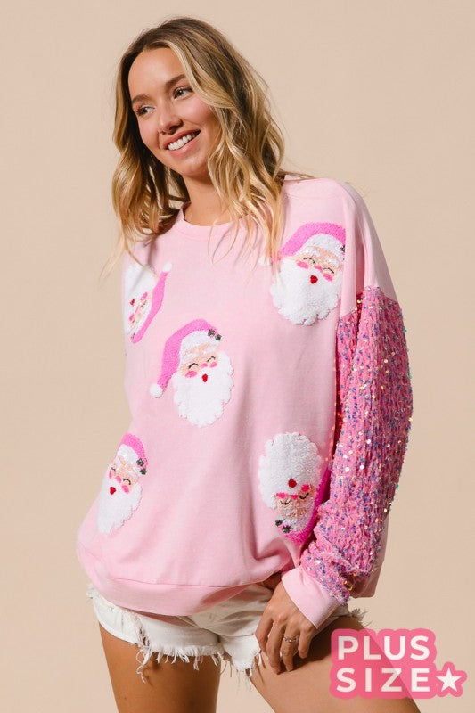 Pretty in Pink Santa Face Sweatshirt