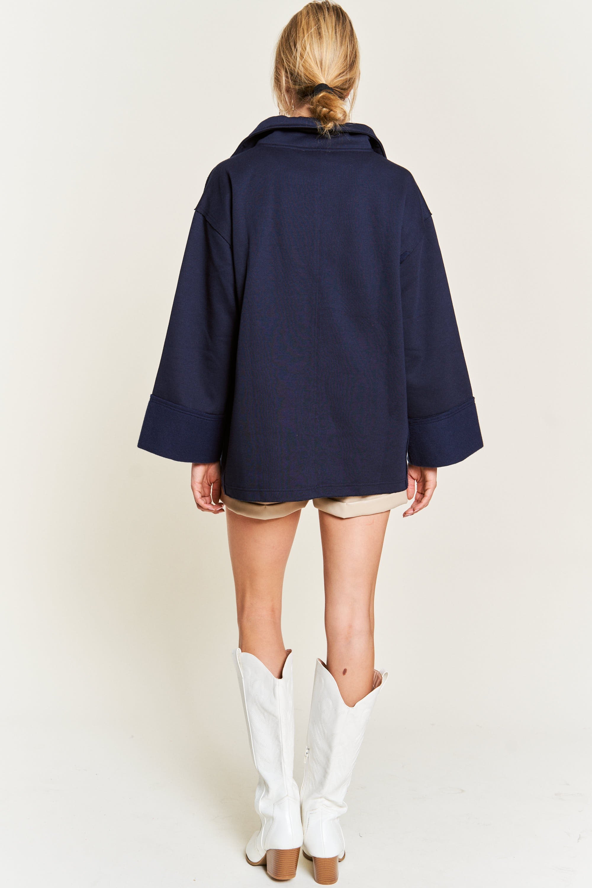 Together At Last Collared Pullover - Navy