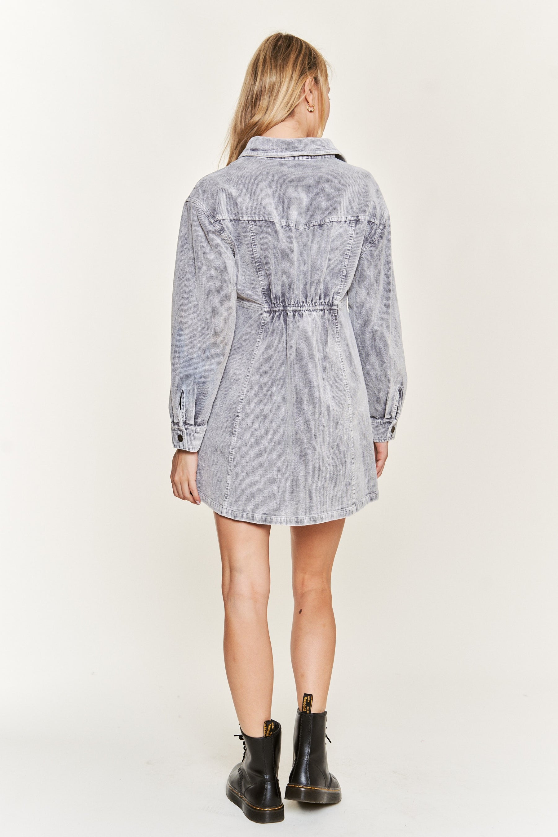 Can't Fight It Corduroy Dress - Grey