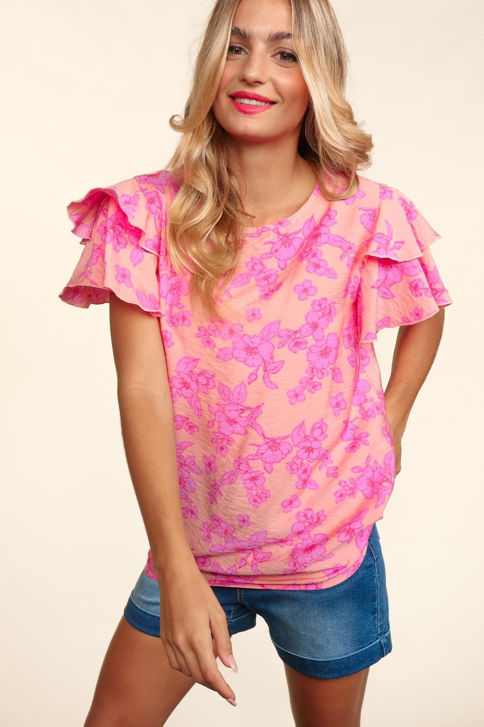 No More Bad Days Ruffle Sleeve Top