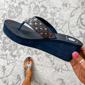 Whittier Wedge Sandal - Navy